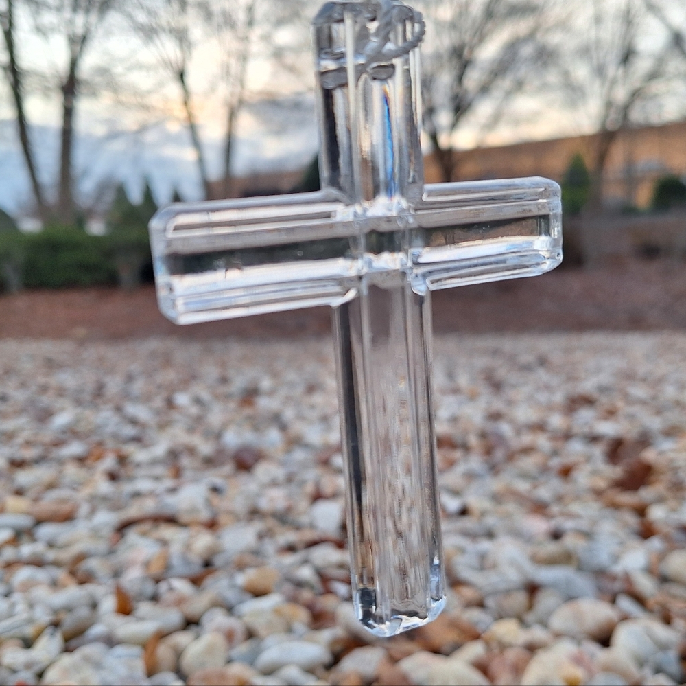 Crystal Cross Waterford Crystal Pendant Large Christmas Gifts Religious Ribbon - Picture 5 of 10
